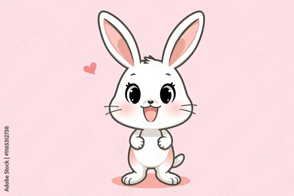 cartoon rabbit with tongue sticking out and heart in background cartoon rabbit with tongue sticking out and heart in background