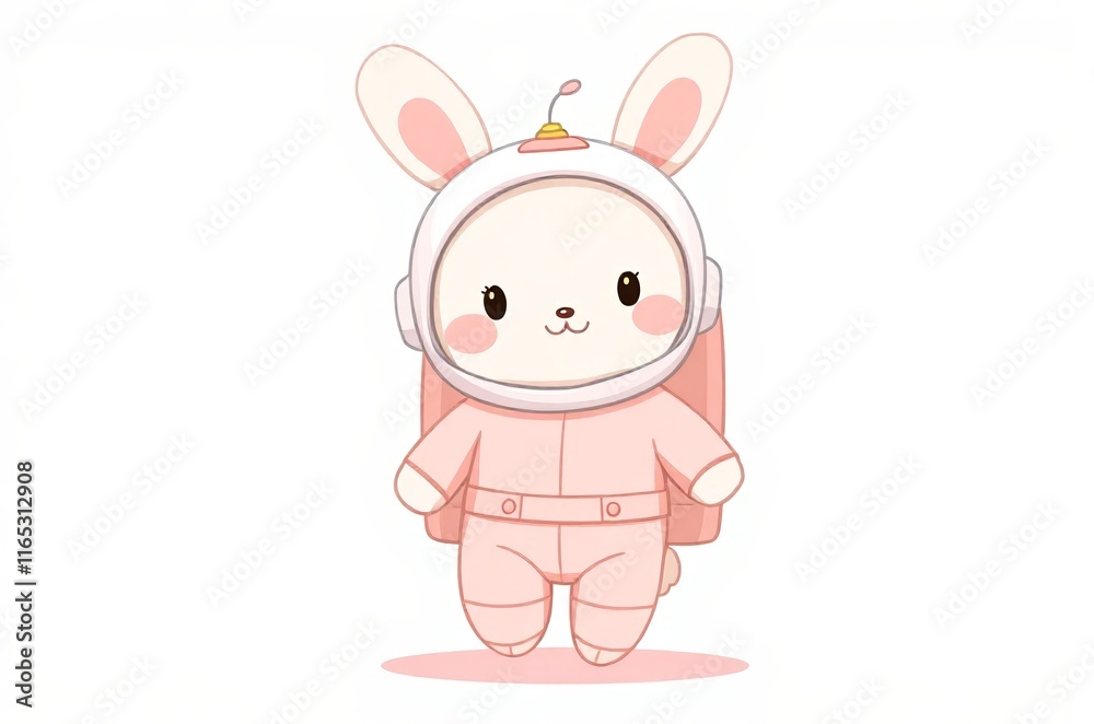 cartoon bunny in a space suit with a backpack cartoon bunny in a space suit with a backpack