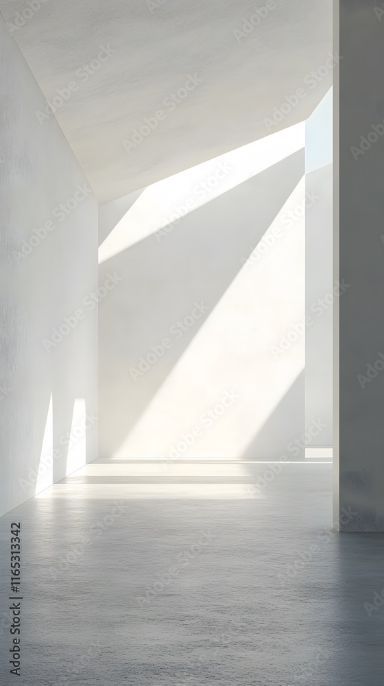 Obraz premium A sleek empty space with a smooth white background, creating a crisp, professional atmosphere for product presentation