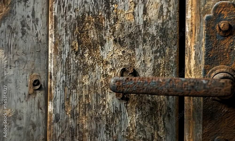 Rusty Door Handle on Weathered Wooden Door: A Study in Texture and Time Rusty Door Handle on Weathered Wooden Door: A Study in Texture and Time