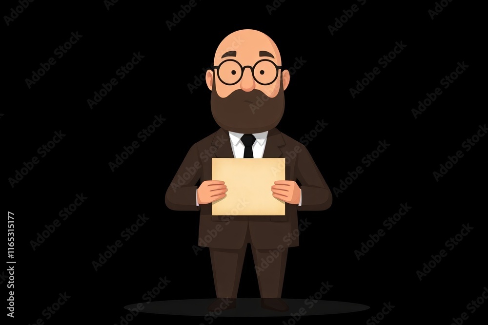 cartoon man with beard and glasses holding a piece of paper cartoon man with beard and glasses holding a piece of paper