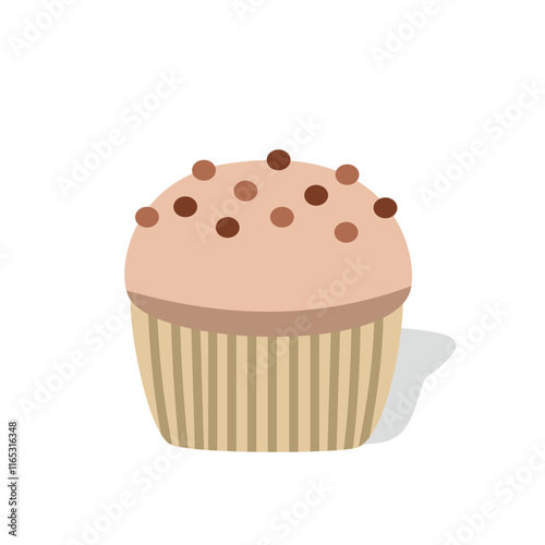 Cupcake with berry on top. Sweet flavor muffin. Soft cake. Bakery.