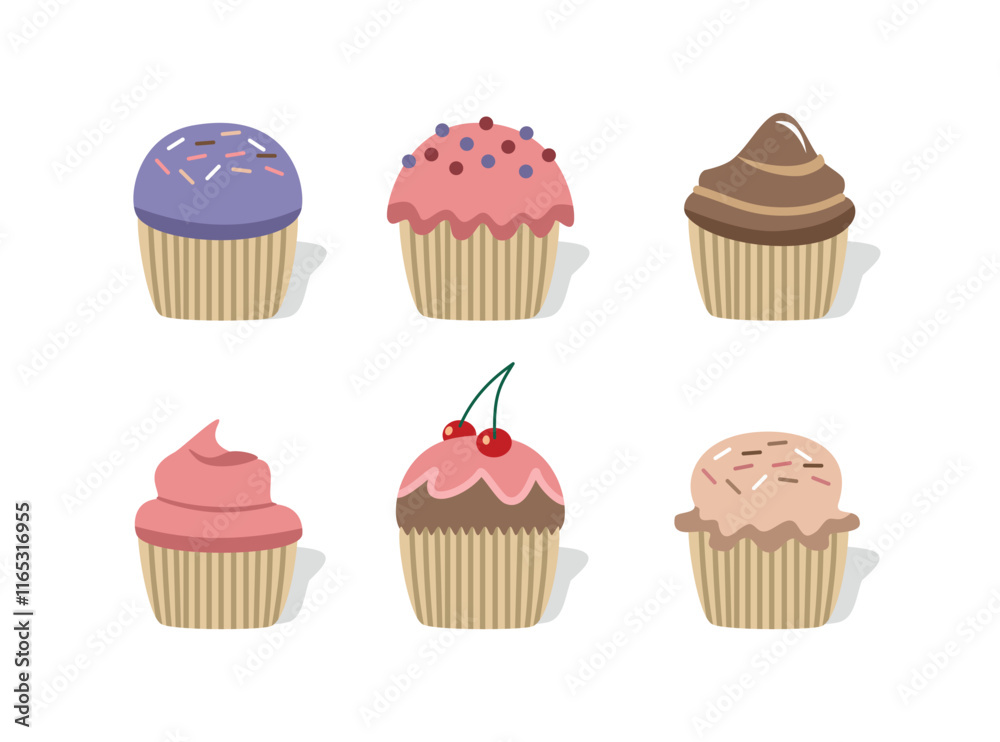 A series of cupcakes. Colorful cupcakes. Dessert food. Bakery. Collection of muffin. A series of cupcakes. Colorful cupcakes. Dessert food. Bakery. Collection of muffin.
