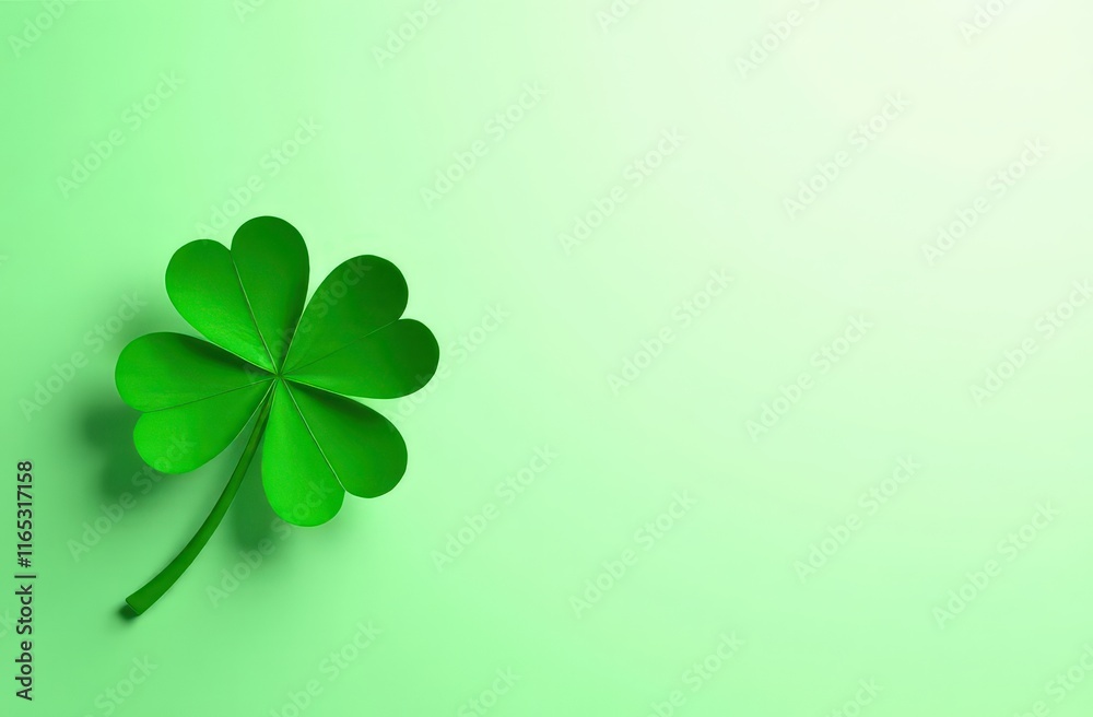 A minimalist St. Patrick’s Day concept featuring a green shamrock. Generated AI A minimalist St. Patrick’s Day concept featuring a green shamrock. Generated AI