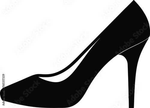 Woman high heel silhouette, shoe high heel vector icon 