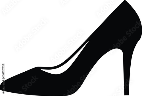 Woman high heel silhouette, shoe high heel vector icon 