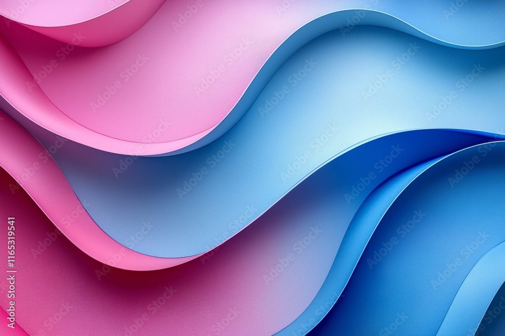 Fototapeta premium Abstract Pink and Blue Wavy Layers Design