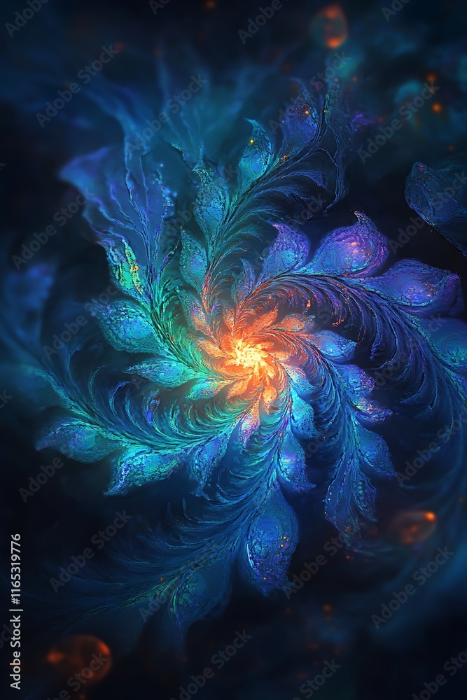 Obraz premium glowing fractal designs with intricate swirling details