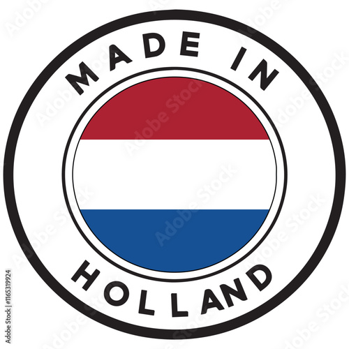 Free Download MADE IN HOLLAND Emblem with Flag on Transparent Background - GFXLoad