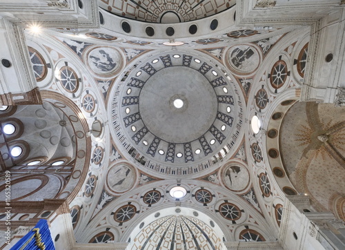 Internal Church of Santa Maria delle Grazie details and architecture, Lombardy, Italy. photo