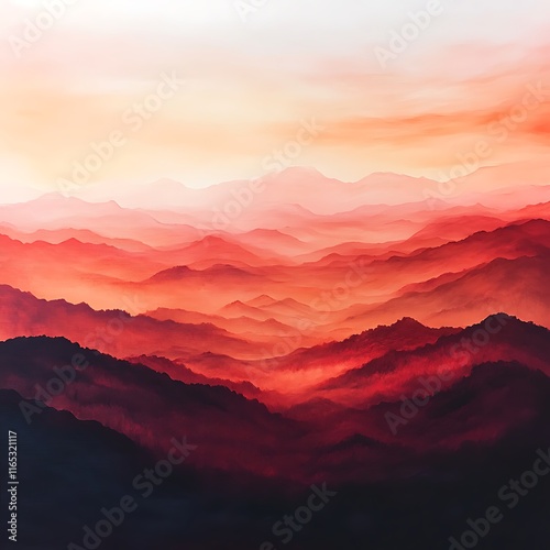 Wallpaper Mural abstract landscape in warm orange and red with layered gradients Torontodigital.ca