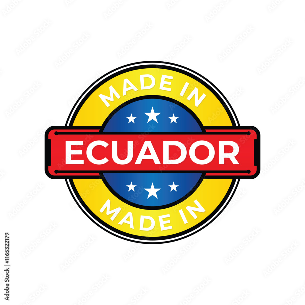 Made in Ecuador label icon emblem isolated on white background