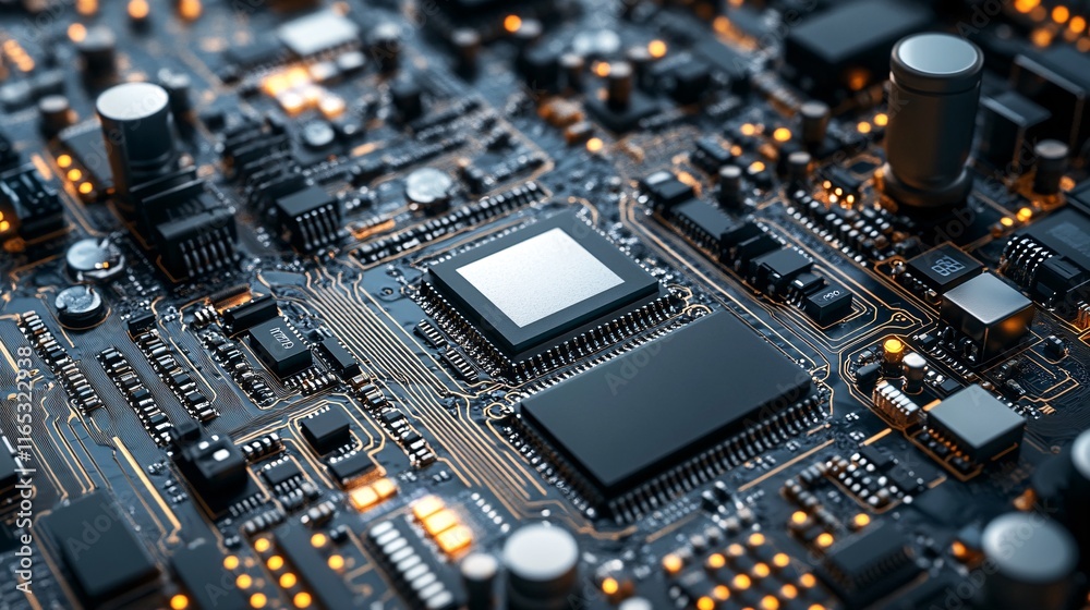 Central processing unit performing complex calculations on circuit board Central processing unit performing complex calculations on circuit board