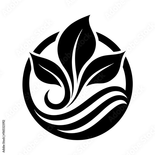 Wave and Leaf Logo: Water & Plant Harmony Design photo