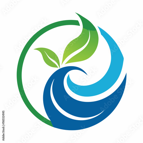 Wave and Leaf Logo: Water & Plant Harmony Design photo