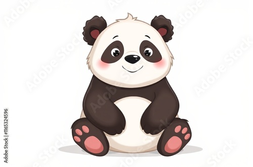 cartoon panda sitting on the ground with paws crossed photo