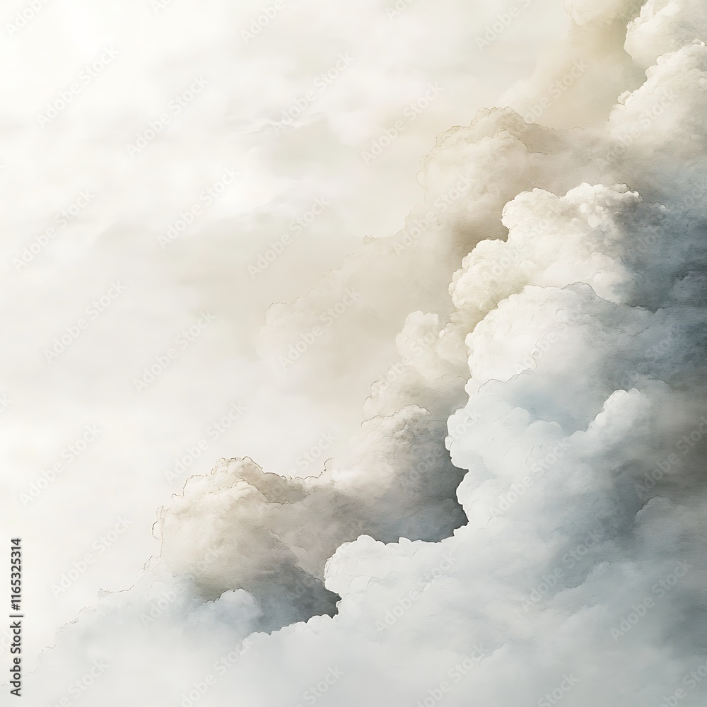 Obraz premium subtle white gradient with soft cloud-like formations