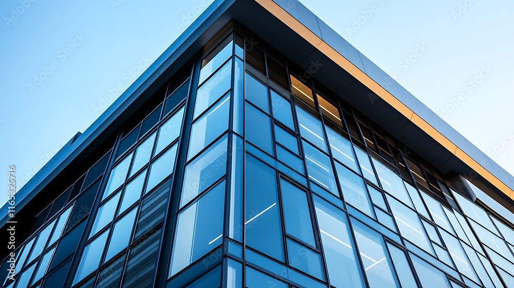 Stylish Glass Windows Complement the Sleek Lines of an Office Building Stylish Glass Windows Complement the Sleek Lines of an Office Building