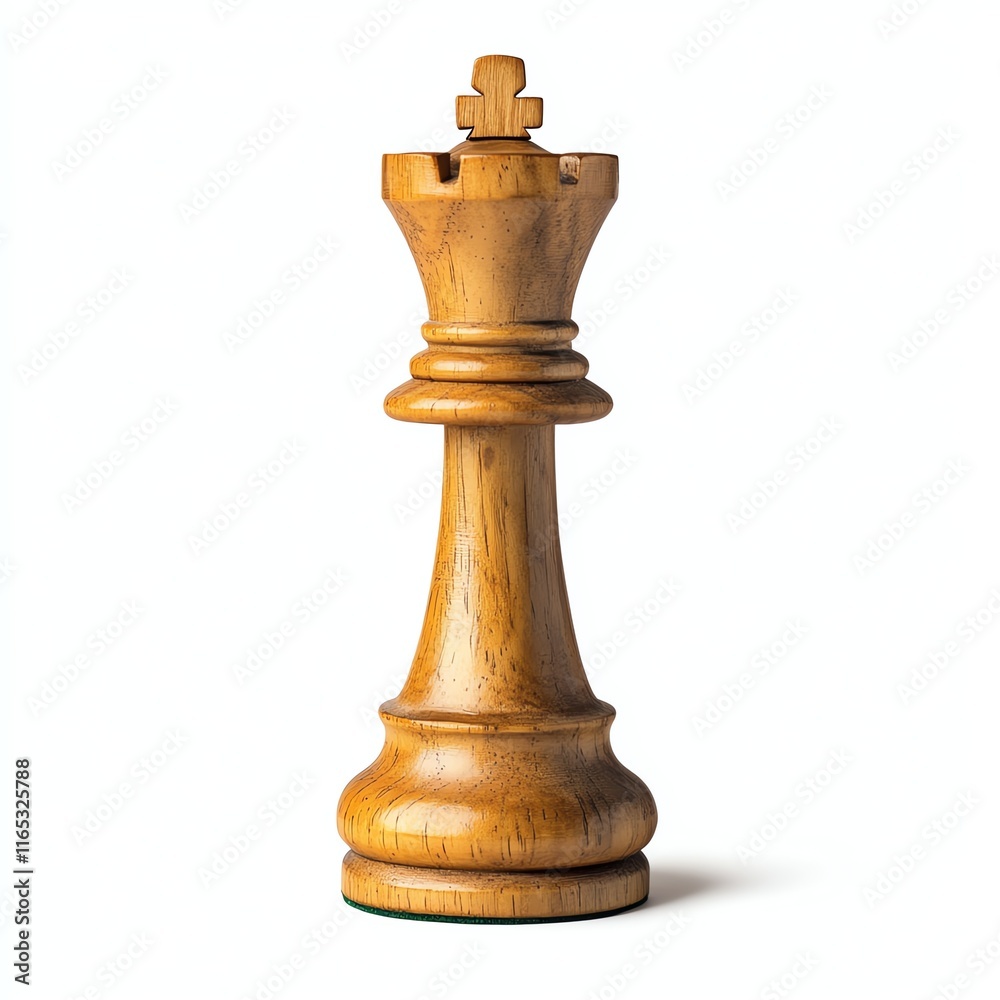 Wooden chess king piece on white isolated background. Wooden chess king piece on white isolated background.