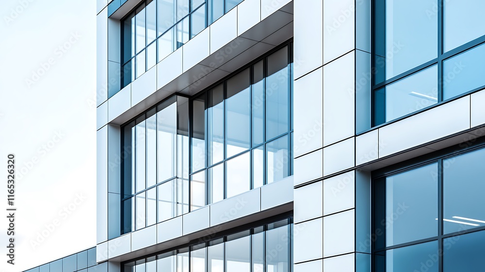 Stylish Glass Windows Complement the Sleek Lines of an Office Building Stylish Glass Windows Complement the Sleek Lines of an Office Building