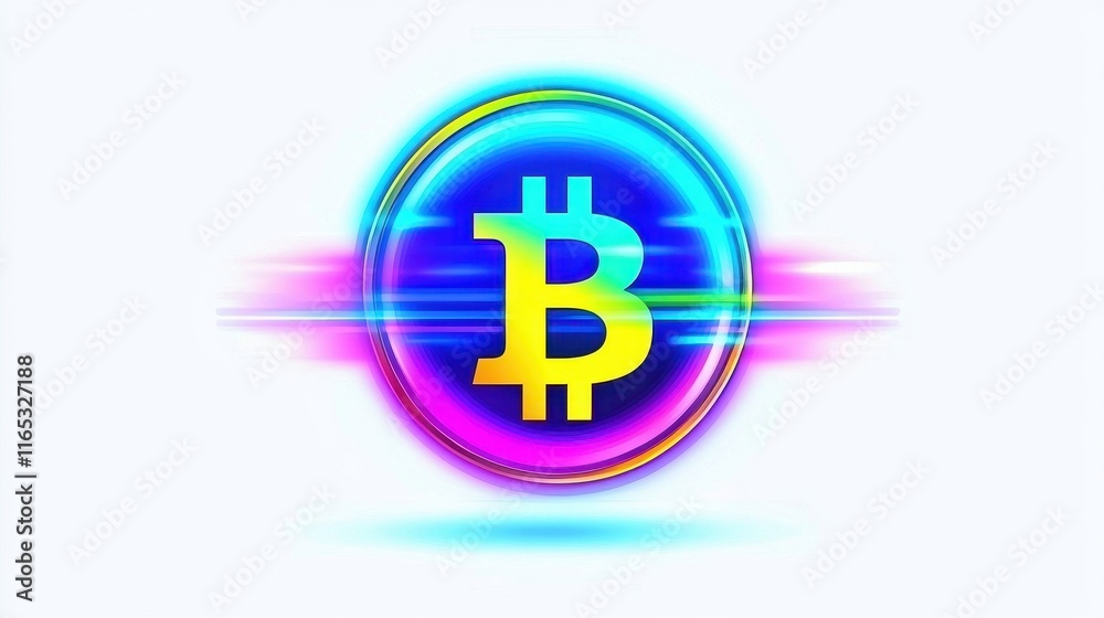Fototapeta premium Vibrant Bitcoin Icon with Dynamic Motion Effect, Modern Digital Currency Symbol on Bright Background for Cryptocurrency and Blockchain Themes
