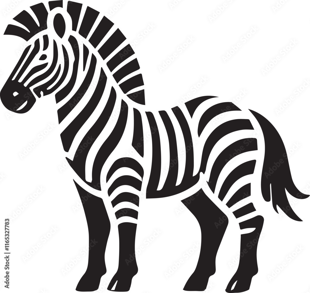 Fototapeta premium Stylized Black and White Zebra Vector Illustration