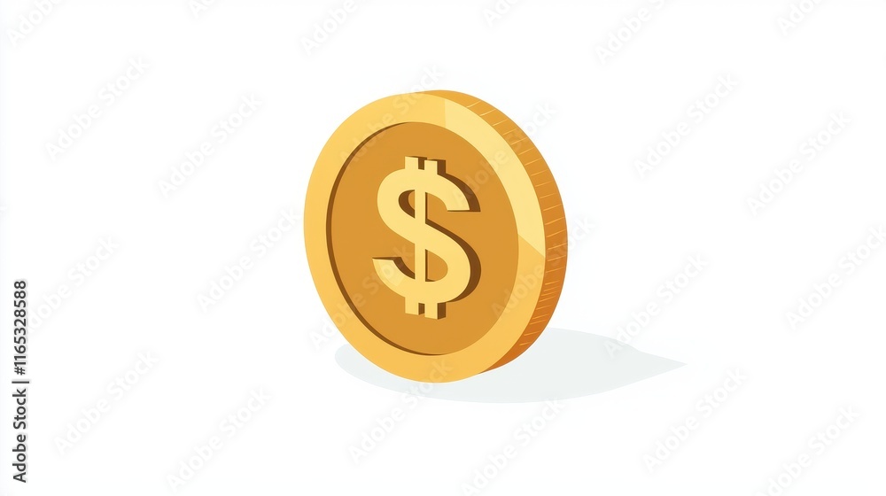 Realistic and Detailed Illustration of a Standalone Gold Coin Featuring a Dollar Sign Symbolizing Wealth, Finance, and Investment Opportunities in Modern Economy Realistic and Detailed Illustration of a Standalone Gold Coin Featuring a Dollar Sign Symbolizing Wealth, Finance, and Investment Opportunities in Modern Economy