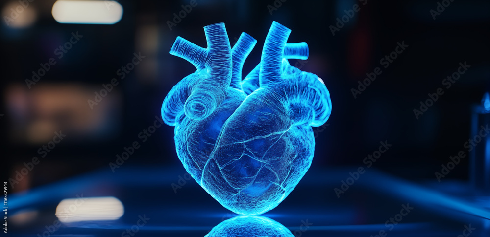 3D holographic image of heart organ picture
