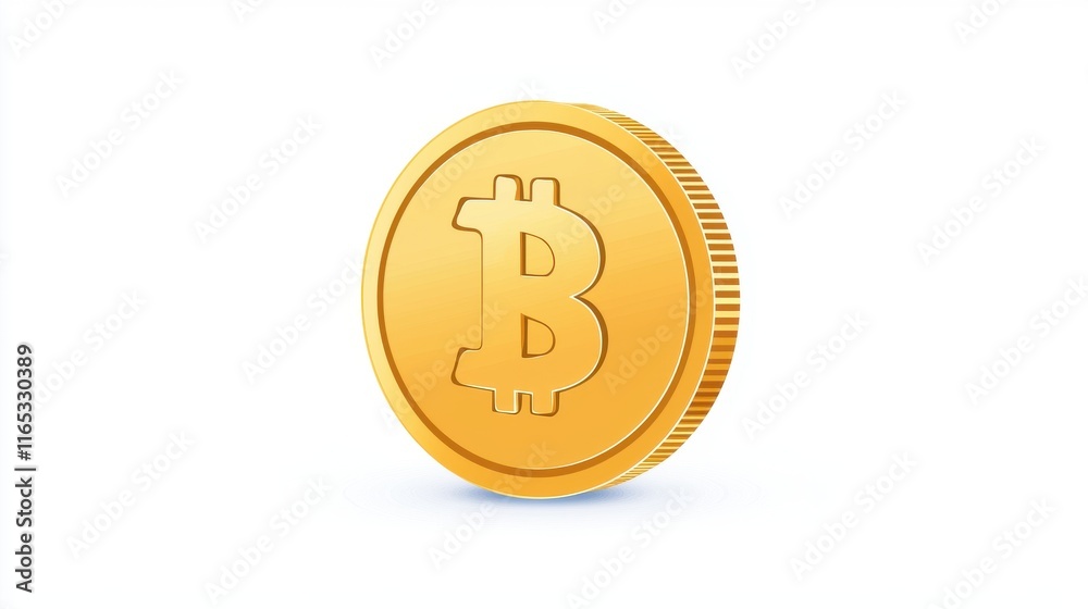 Realistic 3D Render of a Golden Bitcoin Coin Isolated on Clean White Background, Symbolizing Cryptocurrency Investment, Digital Currency, and Blockchain Technology Realistic 3D Render of a Golden Bitcoin Coin Isolated on Clean White Background, Symbolizing Cryptocurrency Investment, Digital Currency, and Blockchain Technology