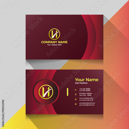 Red circle gradient business card design