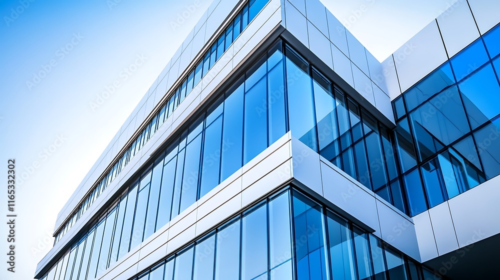 Obraz premium Sleek Office Building Featuring Minimalist Design and Expansive Glass Windows
