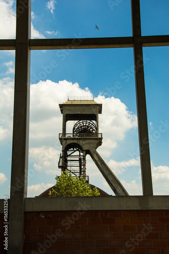 Panoramic View of Coal Mining Towers Surrounded by Lush Nature photo