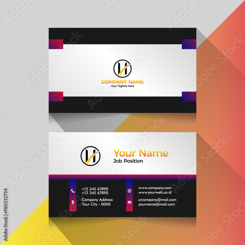 Black gradient color purple border business card