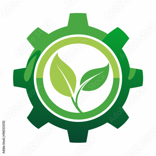 Green Technology Gear Vector Illustration