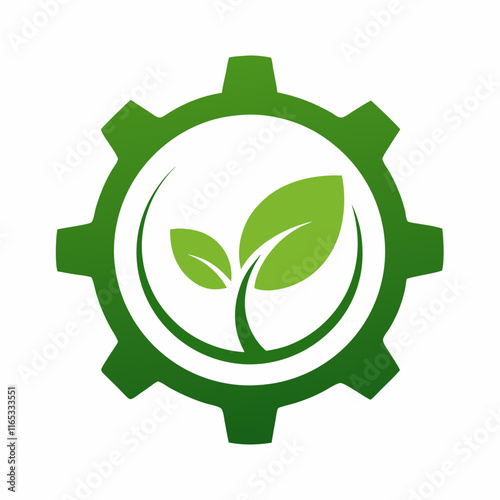 Green Technology Gear Vector Illustration