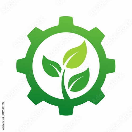 Green Technology Gear Vector Illustration