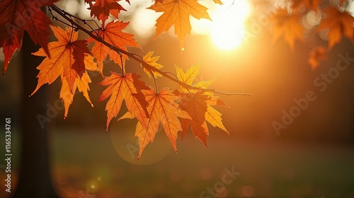 Autumn Leaves at Sunset