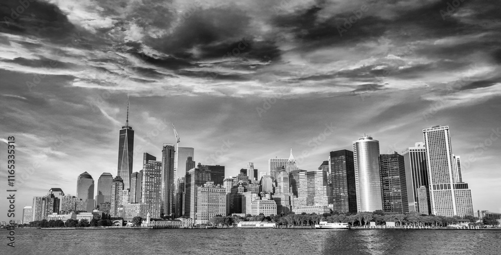 Fototapeta premium Panoramic View of Lower Manhattan, NYC’s Financial and Cultural Hub