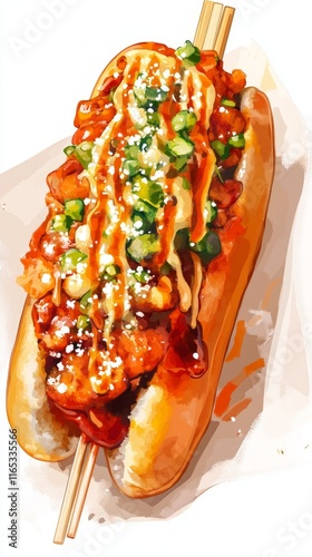 A Vibrant and Delicious Hot Dog Illustration photo