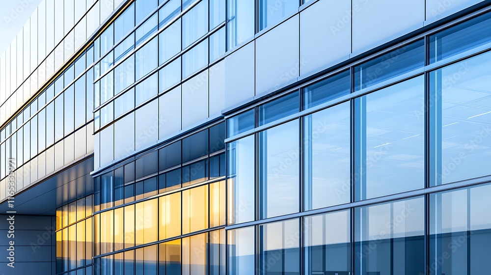 Obraz premium Sleek Modern Building Exterior with Large Glass Windows