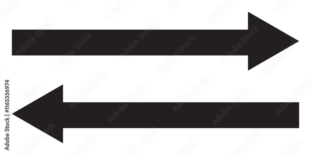 Long arrows icon set. Vector set of trendy long arrows left and right in flat style. Black arrows vector illustration. Icons isolated. Long arrows icon set. Vector set of trendy long arrows left and right in flat style. Black arrows vector illustration. Icons isolated.