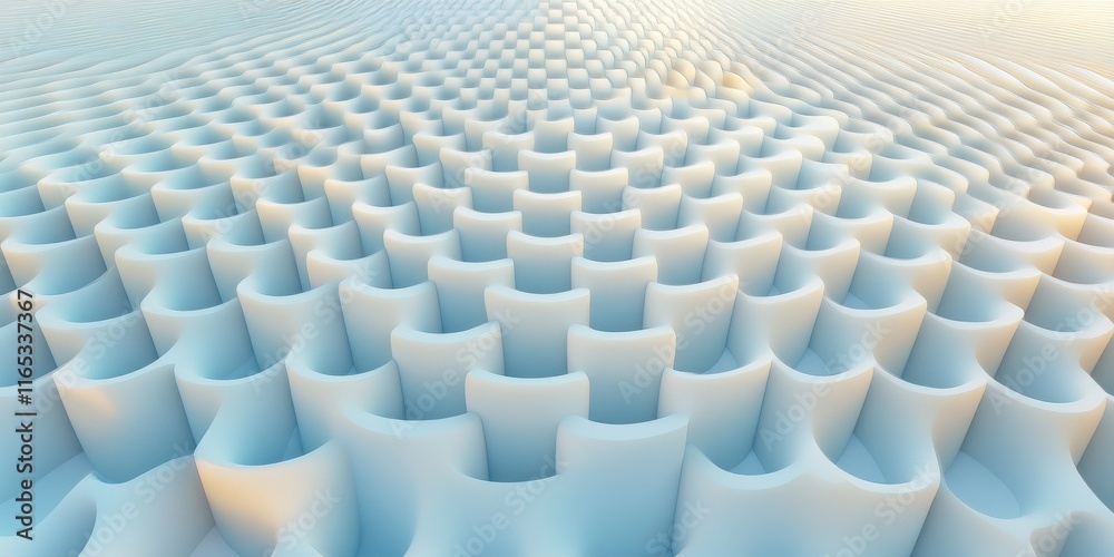 Fototapeta premium Abstract geometric pattern with blue and white 3d wave structures