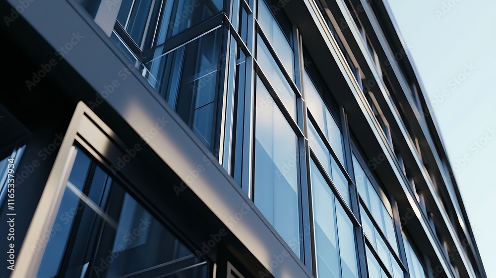 Obraz premium Sleek Modern Building Exterior with Large Glass Windows