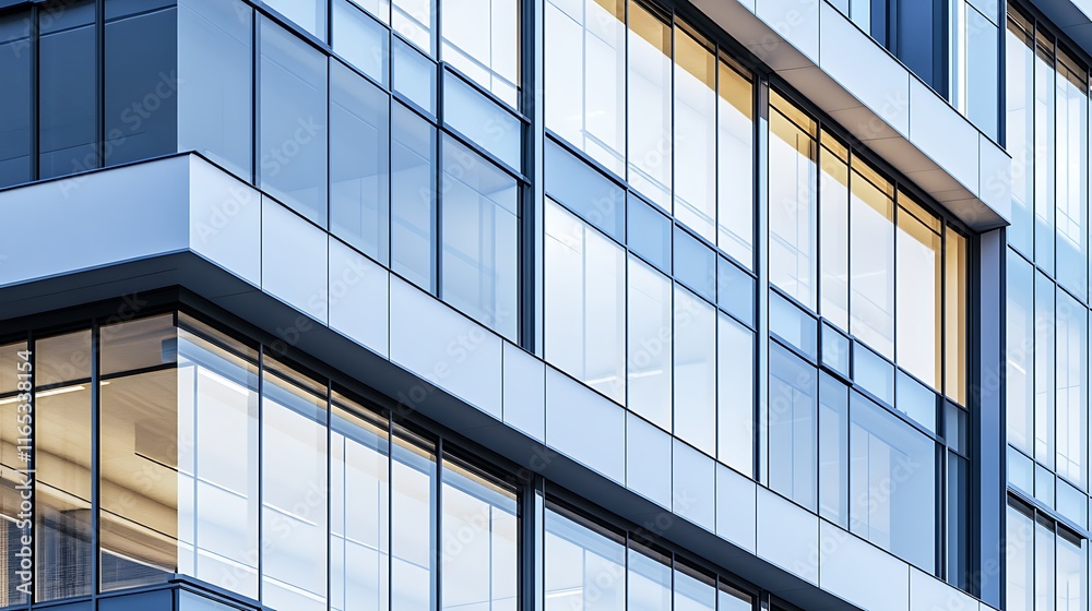 Sleek Modern Building Exterior with Large Glass Windows Sleek Modern Building Exterior with Large Glass Windows