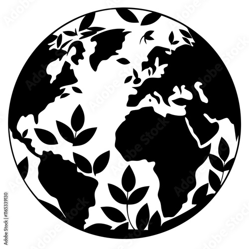 Global Sustainability Green Leaves Globe Illustration