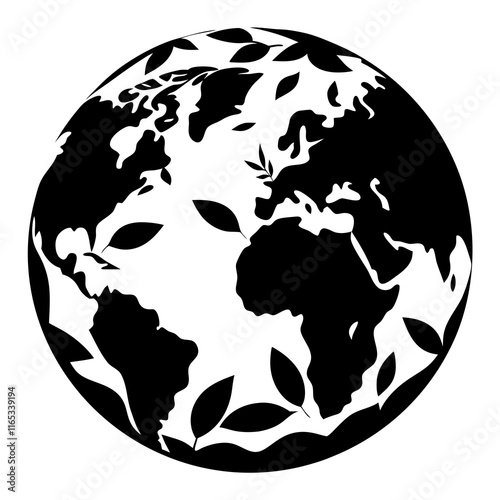 Global Sustainability Green Leaves Globe Illustration