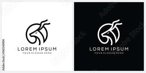 deer antler head logo design graphic