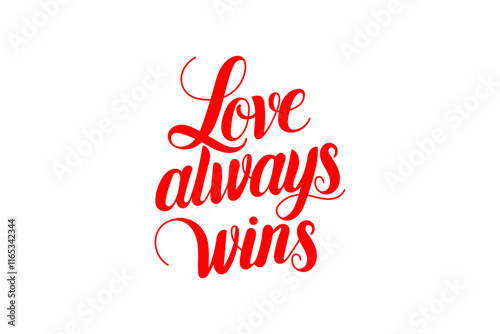Love always wins text design, perfect for T-shirts, posters, and digital use