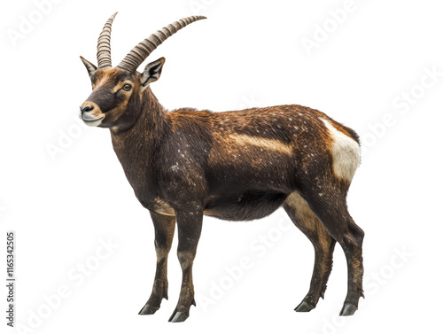 Isolated Mountain Goat Standing on Transparent Background for Design Use