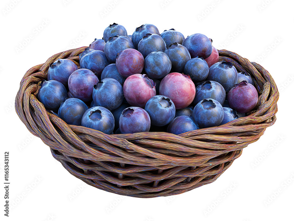 Ripe Blueberries in a Basket Isolated on White Background Ripe Blueberries in a Basket Isolated on White Background